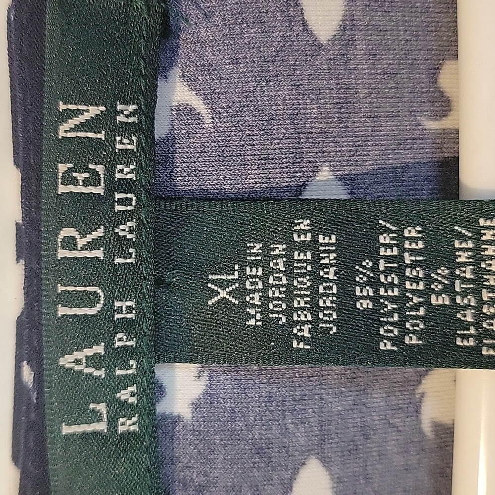 LAUREN RALPH LAUREN RUCHED DRESS  XL  NAVY/WHITE - Picture 9 of 14